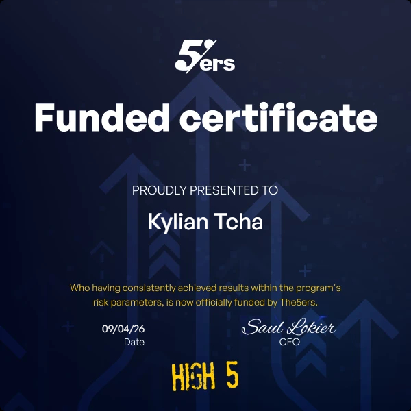 Certificat The5ers Funded - Kylian Tcha